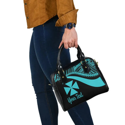 Wallis And Futuna Custom Personalised Shoulder Handbag - Turquoise Polynesian Tentacle Tribal Pattern