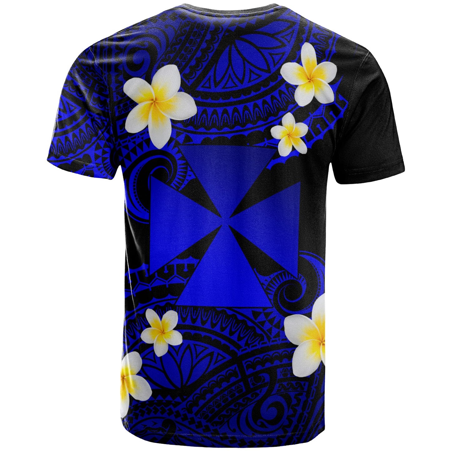 Wallis and Futuna Custom Personalised T-Shirt - Plumeria Polynesian Vibe Blue