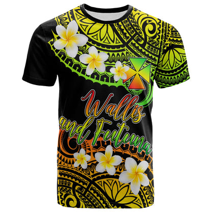 Wallis and Futuna Custom Personalised T-Shirt - Plumeria Polynesian Vibe Reggae