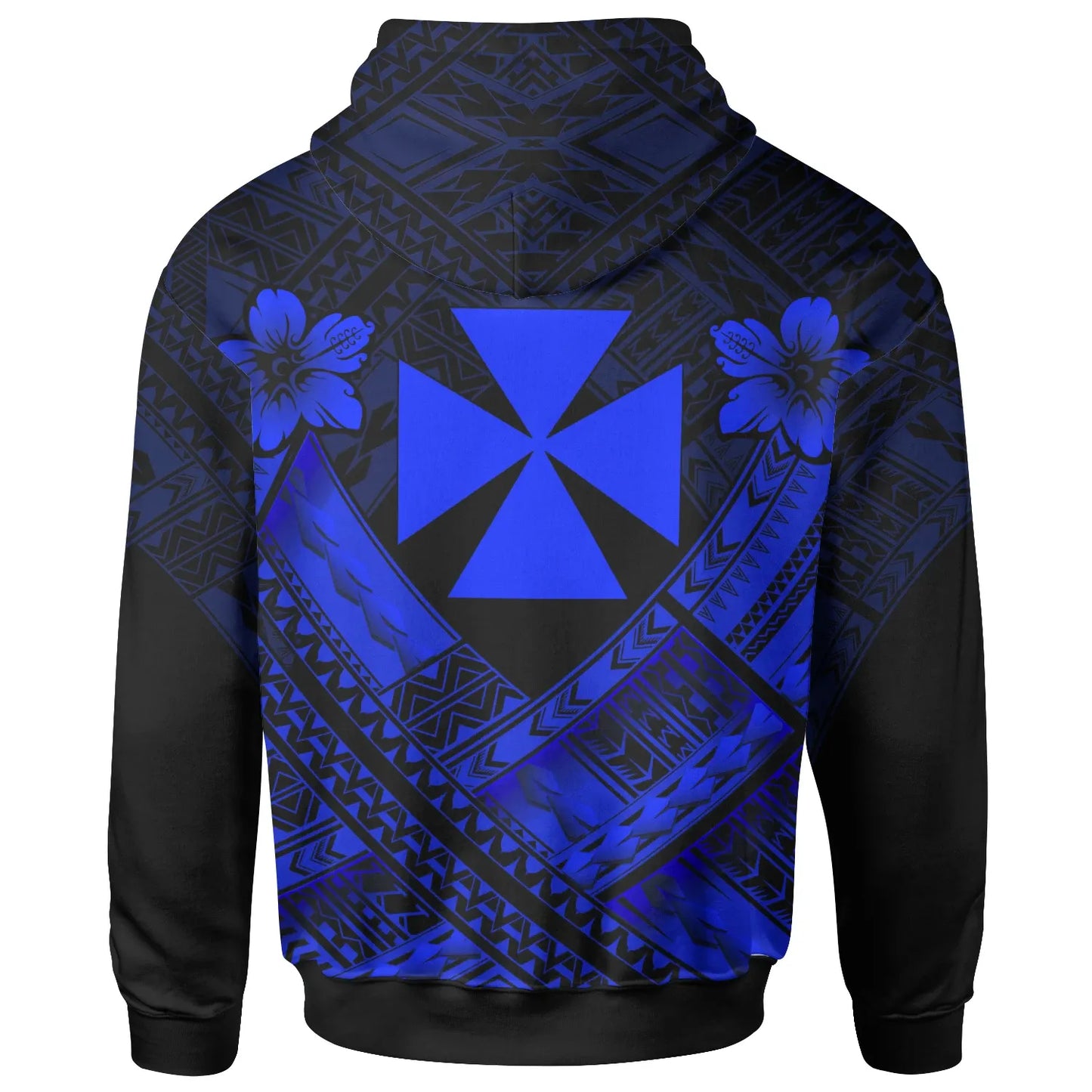 Wallis And Futuna Custom Personalised Polynesian Hoodie - Wallis And Futuna Seal Camisole Hibiscus Style (Blue)