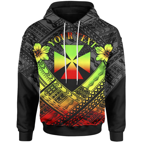 Wallis And Futuna Custom Personalised Polynesian Hoodie - Wallis And Futuna Seal Camisole Hibiscus Style (Reggae)