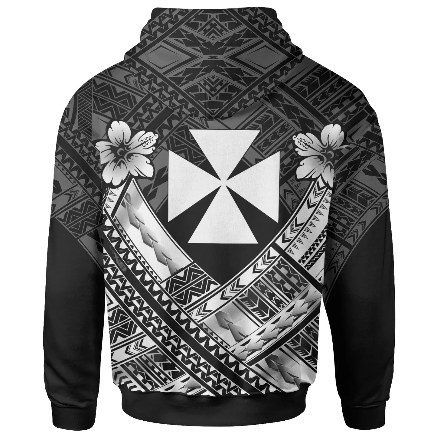 Wallis And Futuna Custom Personalised Polynesian Hoodie - Wallis And Futuna Seal Camisole Hibiscus Style (White)