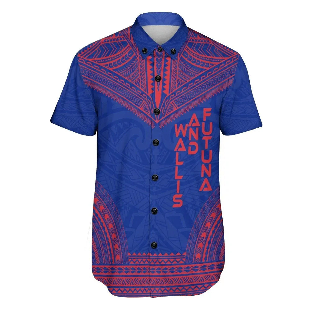 Wallis and Futuna Flag Polynesian Chief Short Sleeve Shirt