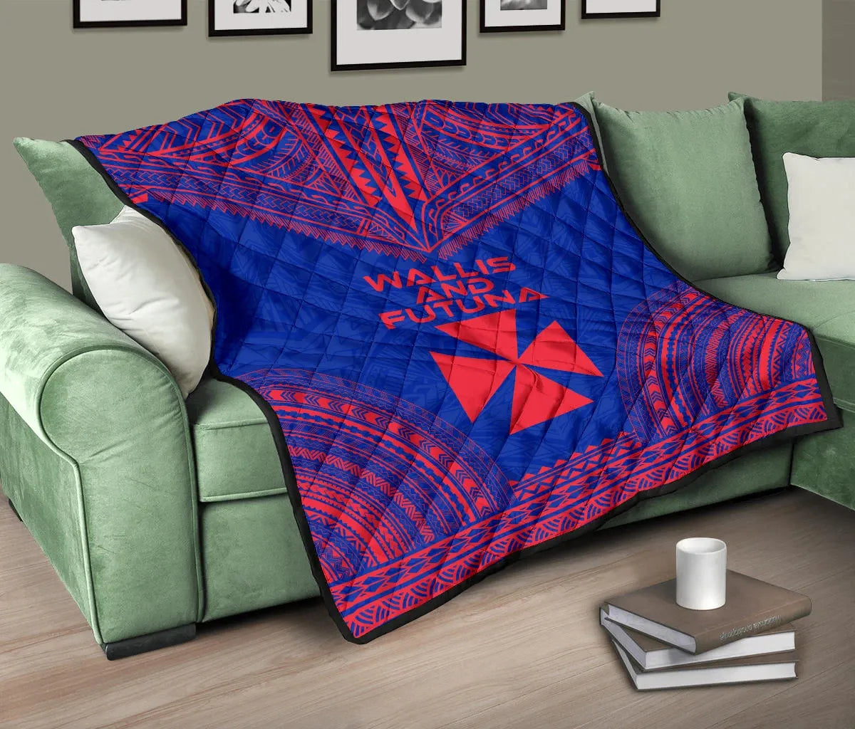 Wallis And Futuna Premium Quilt - Wallis And Futuna Coat Of Arms Polynesian Chief Dark Blue Version