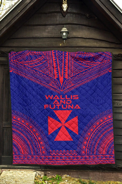 Wallis And Futuna Premium Quilt - Wallis And Futuna Coat Of Arms Polynesian Chief Dark Blue Version