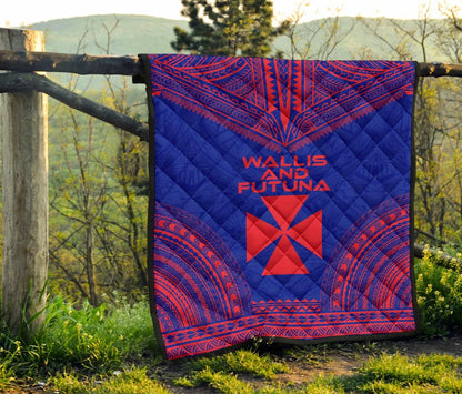 Wallis And Futuna Premium Quilt - Wallis And Futuna Coat Of Arms Polynesian Chief Dark Blue Version