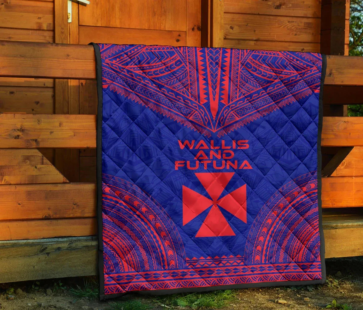 Wallis And Futuna Premium Quilt - Wallis And Futuna Coat Of Arms Polynesian Chief Dark Blue Version