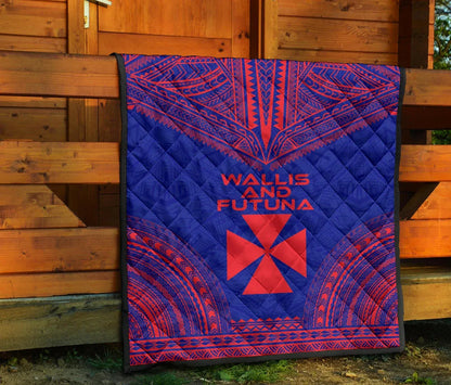 Wallis And Futuna Premium Quilt - Wallis And Futuna Coat Of Arms Polynesian Chief Dark Blue Version