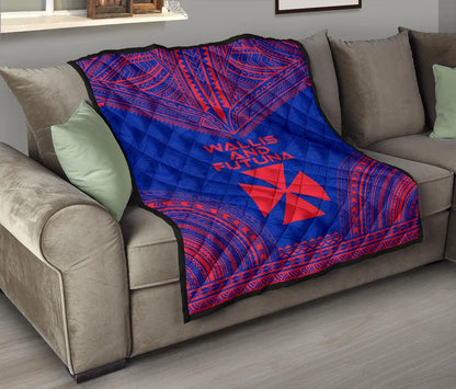 Wallis And Futuna Premium Quilt - Wallis And Futuna Coat Of Arms Polynesian Chief Dark Blue Version