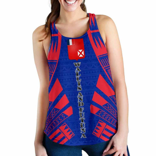 Wallis And Futuna Women Racerback Tank - Polynesian Tattoo Flag