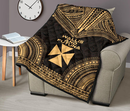 Wallis And Futuna Premium Quilt - Wallis And Futuna Coat Of Arms Polynesian Chief Gold Version