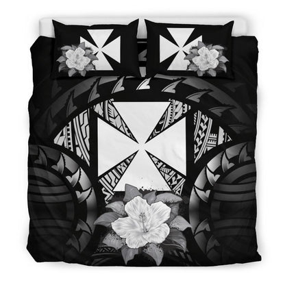 Wallis And Futuna Duvet Cover Set - Wallis And Futuna Coat Of Arms & Gray Hibiscus