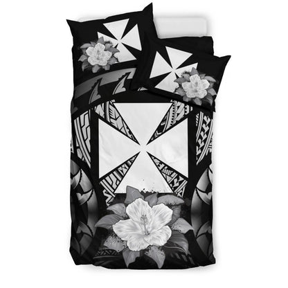 Wallis And Futuna Duvet Cover Set - Wallis And Futuna Coat Of Arms & Gray Hibiscus