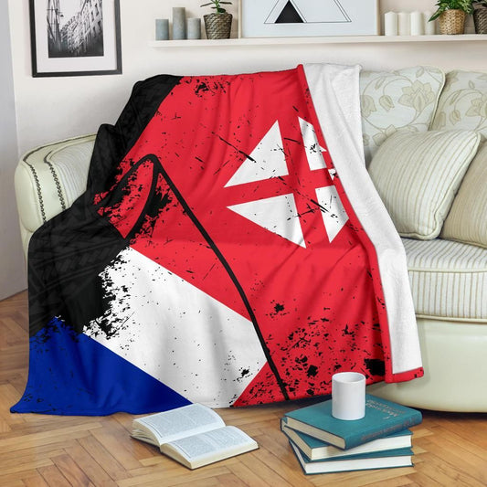 Wallis And Futuna Special Grunge Flag Premium Blanket