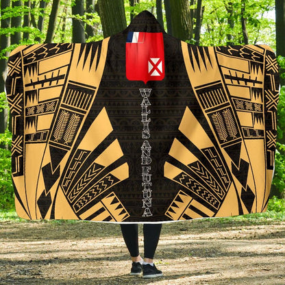 Wallis And Futuna Hooded Blanket - Polynesian Tattoo Gold