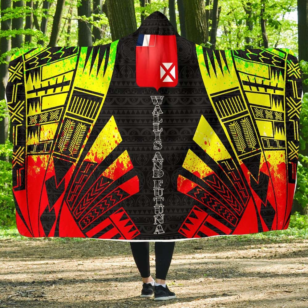 Wallis And Futuna Hooded Blanket - Polynesian Tattoo Reggae