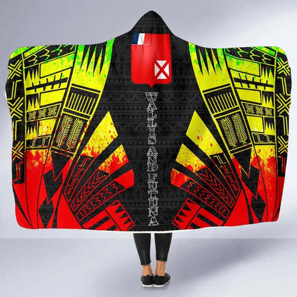 Wallis And Futuna Hooded Blanket - Polynesian Tattoo Reggae