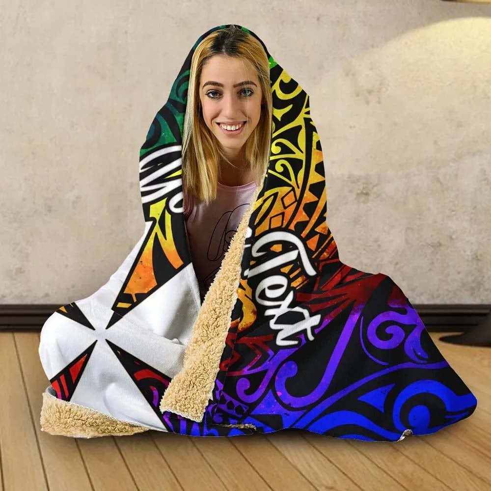 Wallis and Futuna Hooded Blanket - Rainbow Polynesian Pattern