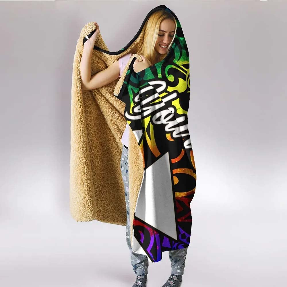Wallis and Futuna Hooded Blanket - Rainbow Polynesian Pattern