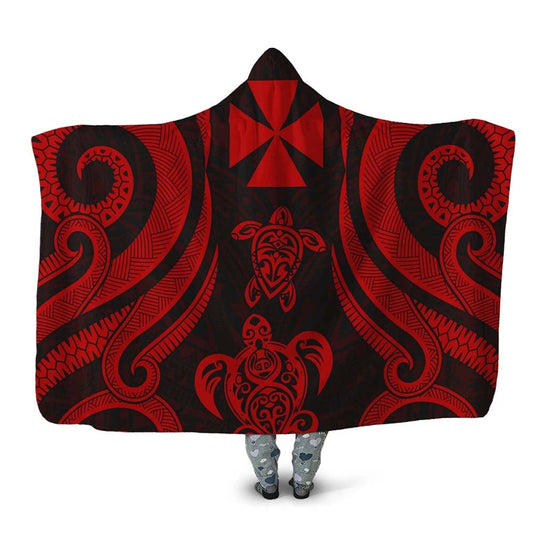 Wallis and Futuna Hooded Blanket - Red Tentacle Turtle