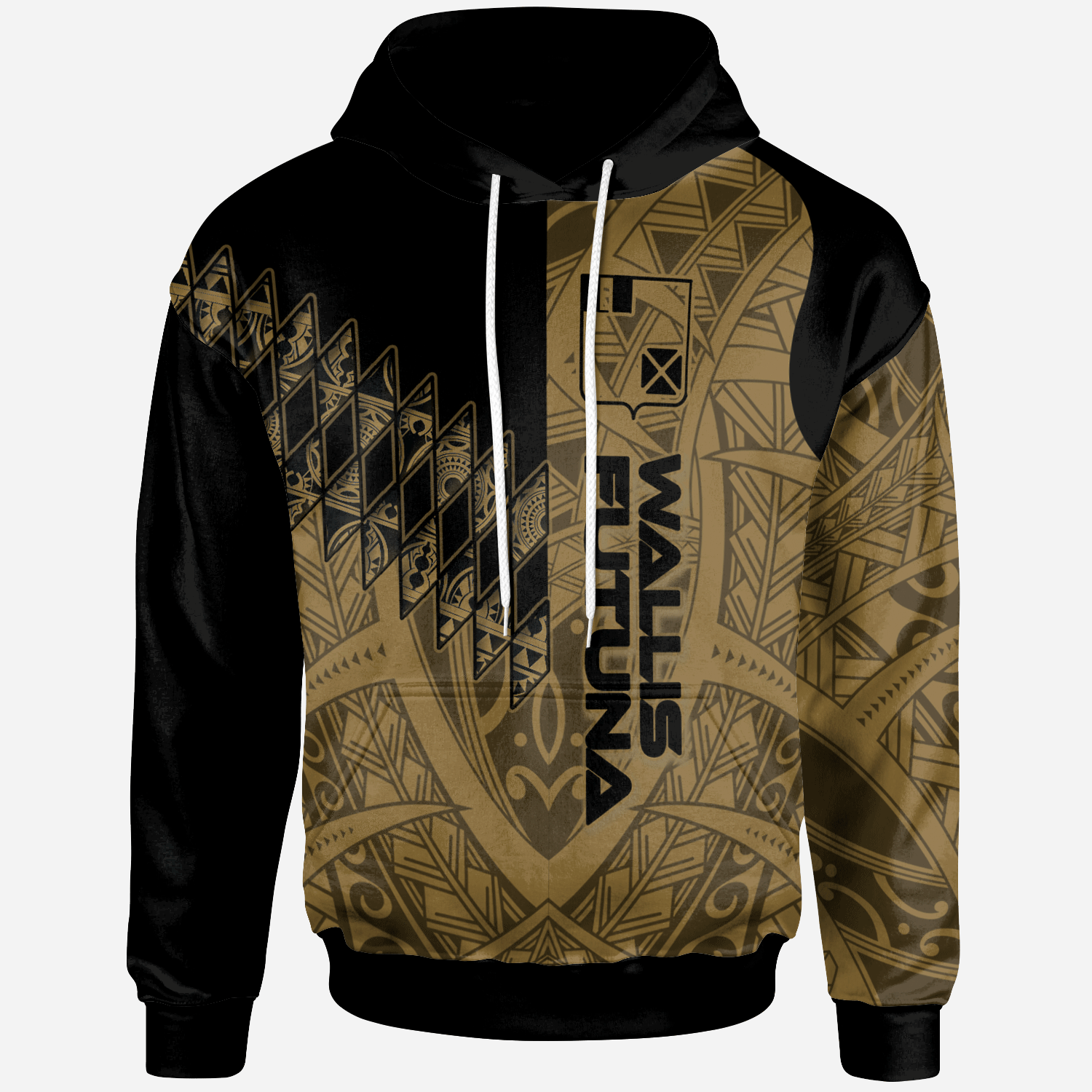 Wallis and Futuna Hoodie - Gold Color Symmetry Style