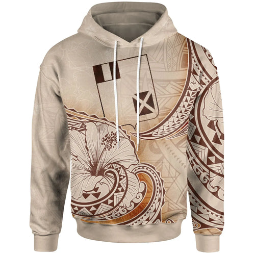 Wallis and Futuna Hoodie - Hibiscus Flowers Vintage Style