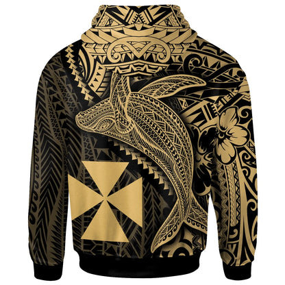 Wallis and Futuna Hoodie - Humpback Whale & Coat of Arms Gold