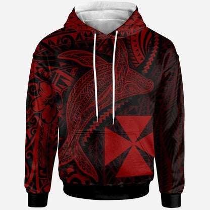Wallis and Futuna Hoodie - Humpback Whale & Coat of Arms Red