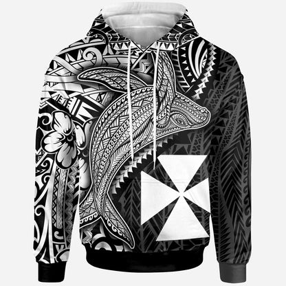 Wallis and Futuna Hoodie - Humpback Whale & Coat of Arms White