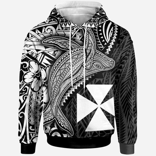 Wallis and Futuna Hoodie - Humpback Whale & Coat of Arms White