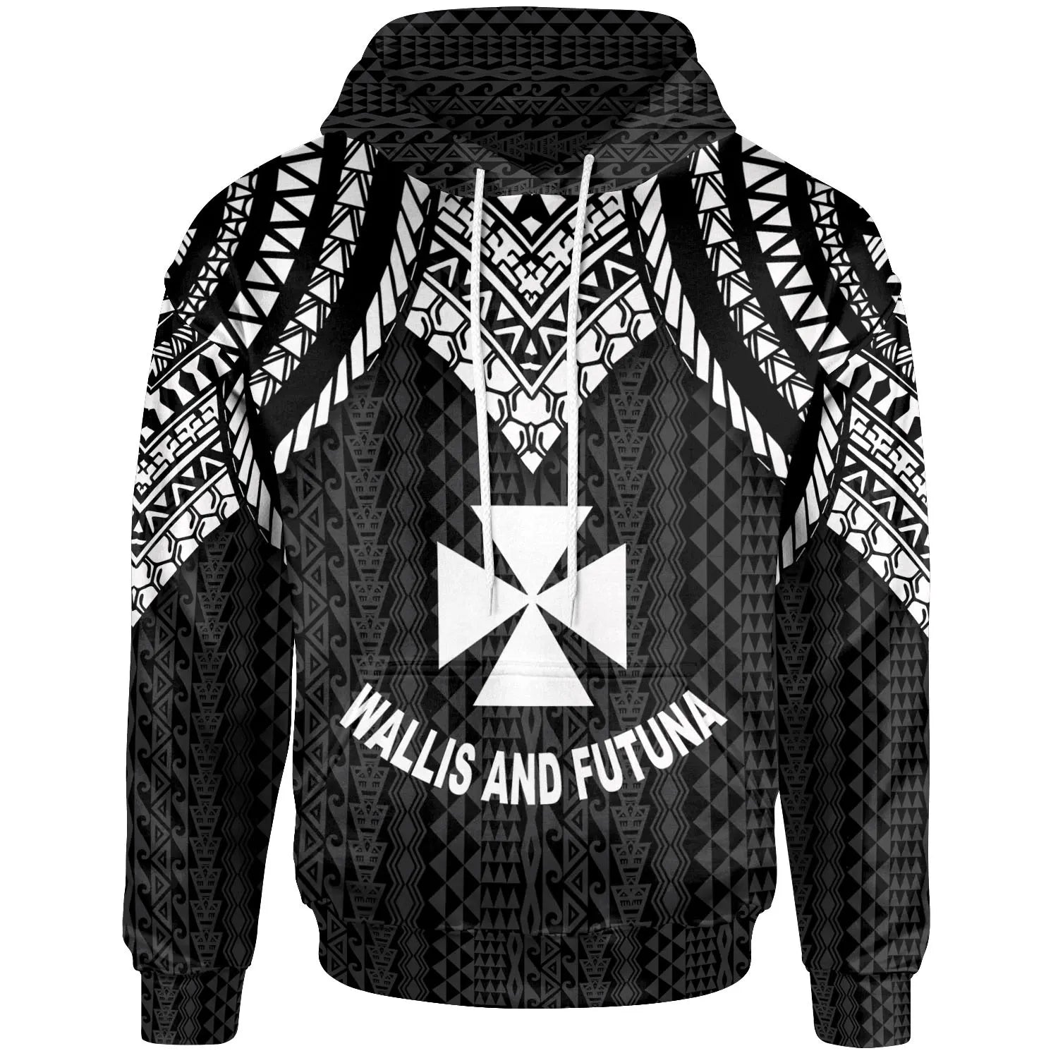Wallis And Futuna Hoodie - Polynesian Armor Style Black