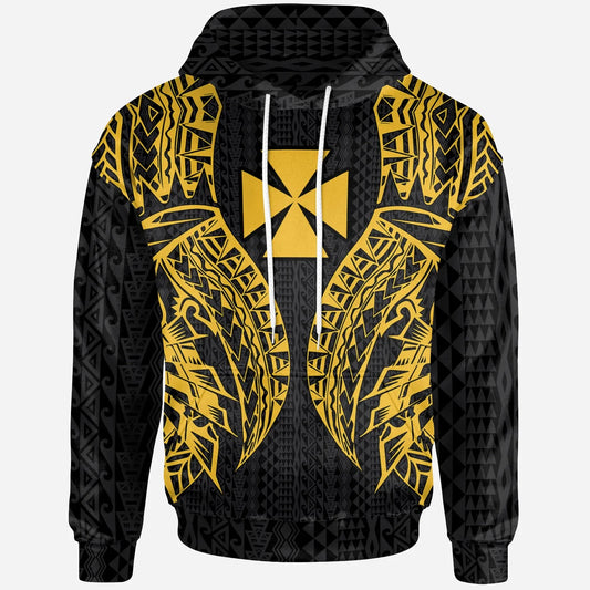 Wallis And Futuna Hoodie - Polynesian Lion Head Gold Style