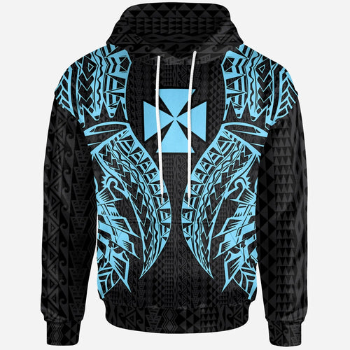 Wallis And Futuna Hoodie - Polynesian Lion Head Neon Style