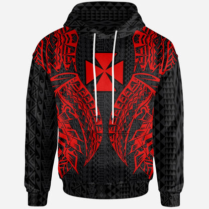 Wallis'nd Futuna Hoodie - Polynesian Lion Head Red Style