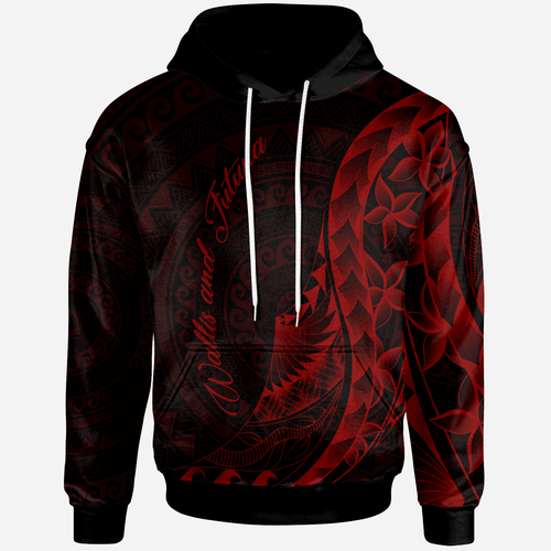 Wallis and Futuna Hoodie - Polynesian Pattern Style Red Color