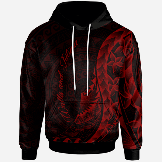 Wallis and Futuna Hoodie - Polynesian Pattern Style Red Color
