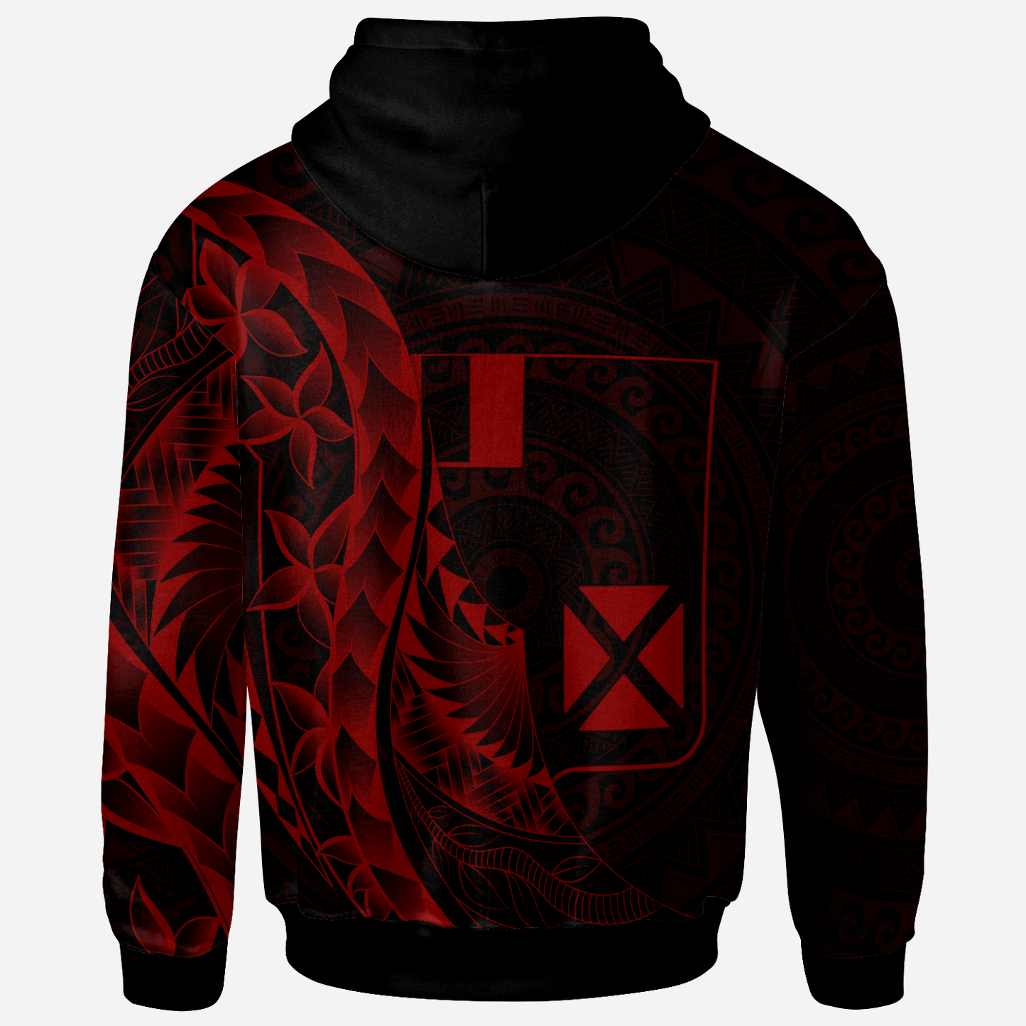Wallis and Futuna Hoodie - Polynesian Pattern Style Red Color