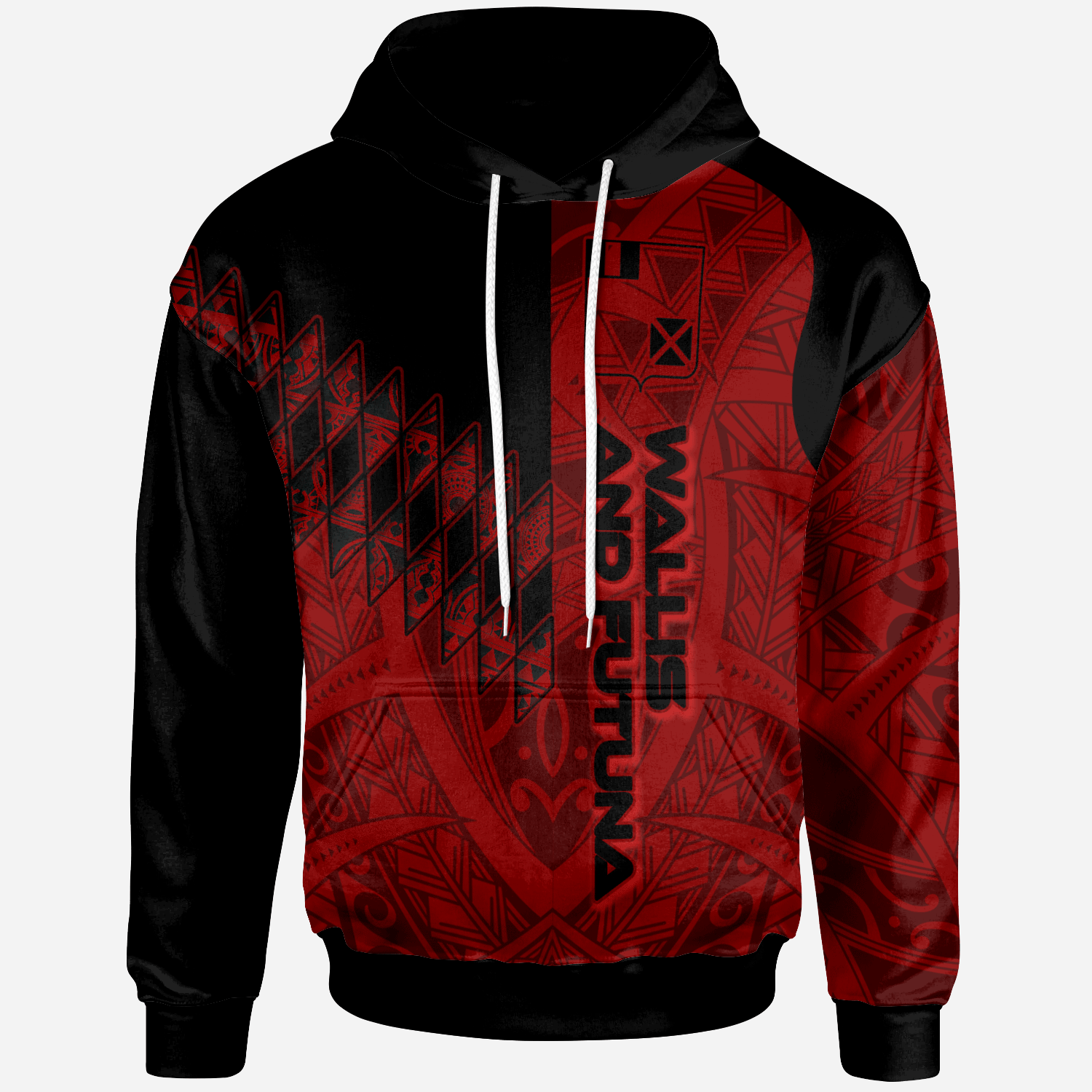 Wallis and Futuna Hoodie - Red Color Symmetry Style