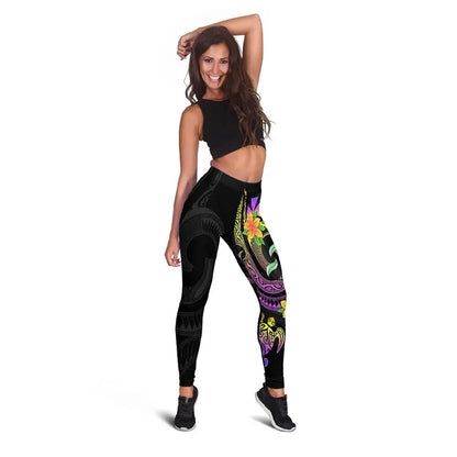 Wallis and Futuna Legging - Plumeria Flowers with Spiral Patterns