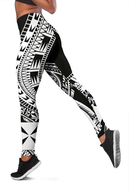 Wallis And Futuna Legging Polynesian Pattern Black