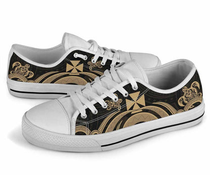 Wallis and Futuna Low Top Canvas Shoes - Gold Tentacle Turtle