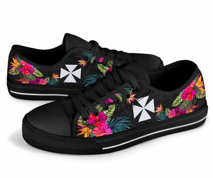 Wallis and Futuna Low Top Shoes - Hibiscus Polynesian Pattern