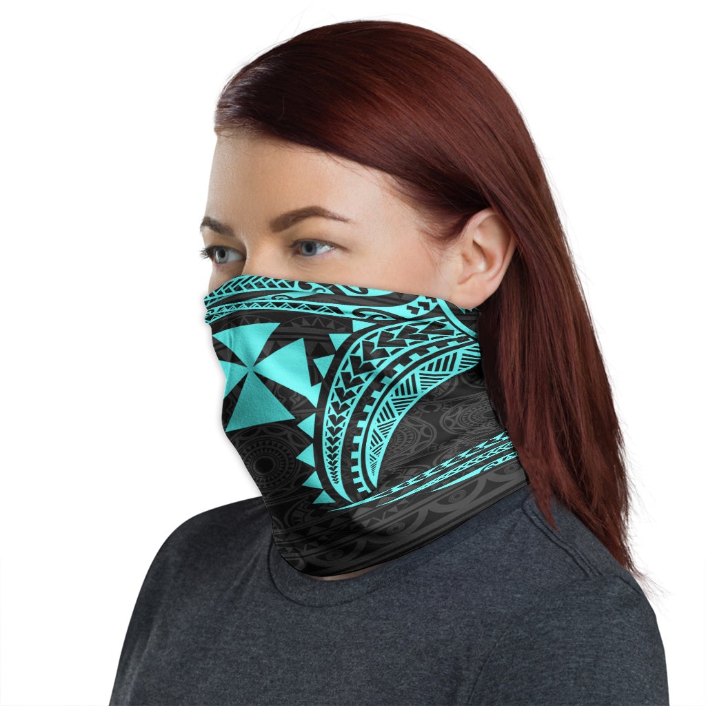 Wallis And Futuna Neck Gaiter - Tribal Pattern Turquoise