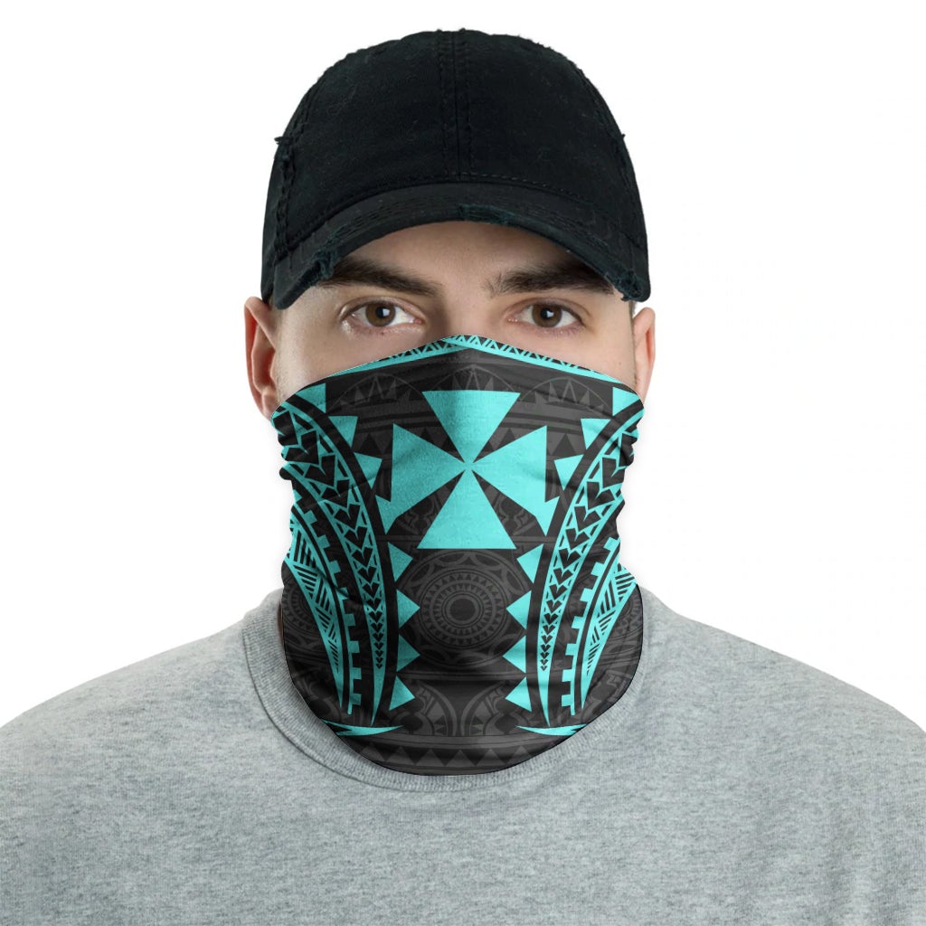 Wallis And Futuna Neck Gaiter - Tribal Pattern Turquoise
