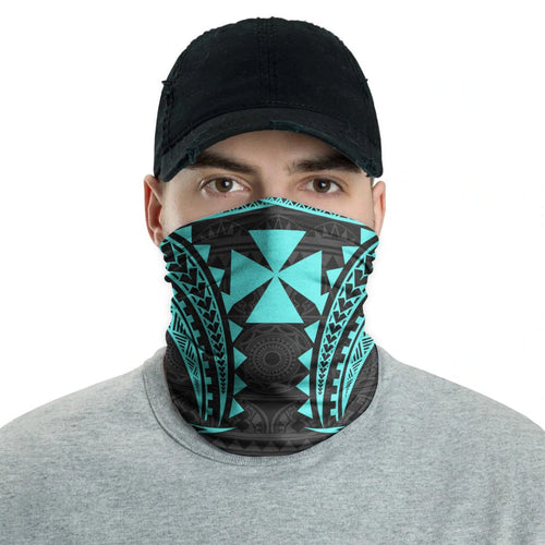 Wallis And Futuna Neck Gaiter - Tribal Pattern Turquoise