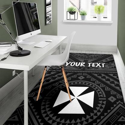 Wallis and Futuna Personalised Area Rug - Wallis and Futuna Seal With Polynesian Tattoo Style