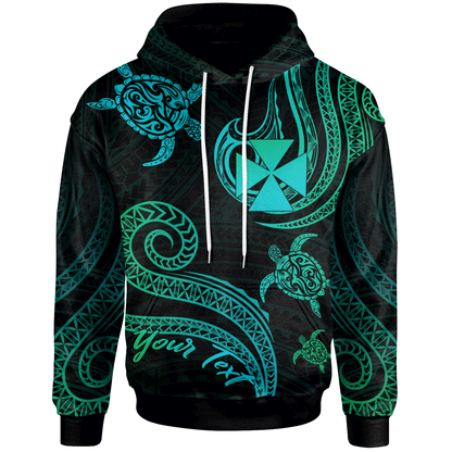 Wallis and Futuna Personalised Custom Hoodie - Polynesian Turtle With Pattern