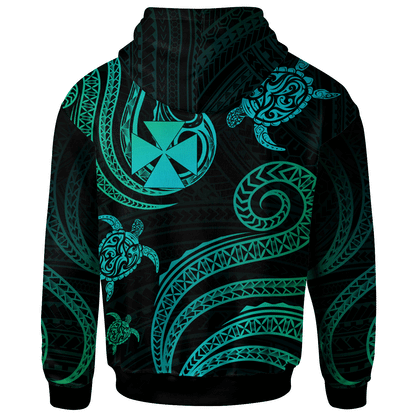 Wallis and Futuna Personalised Custom Hoodie - Polynesian Turtle With Pattern
