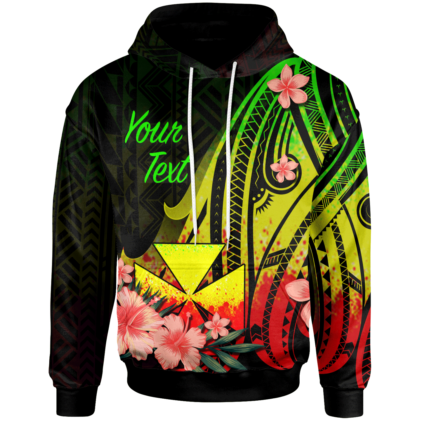 Wallis and Futuna Personalised Custom Hoodie - Reggae Polynesian Hibiscus Pattern Style