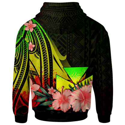 Wallis and Futuna Personalised Custom Hoodie - Reggae Polynesian Hibiscus Pattern Style